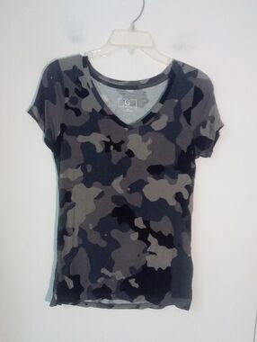 G By Giuliana Camo Top XXS New NWOT Stretch